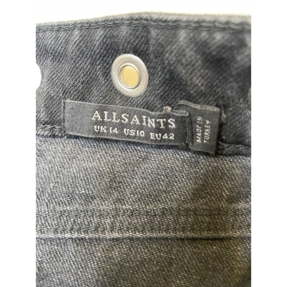 ALLSAINTS LILA EYELET BLACK WASHED DENIIM SKIRT M 10 - Picture 3 of 8